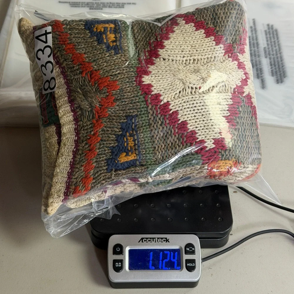 Vintage Boston Traders Hand Knit Cotton‎ Sweater Mens Medium Aztec Pattern